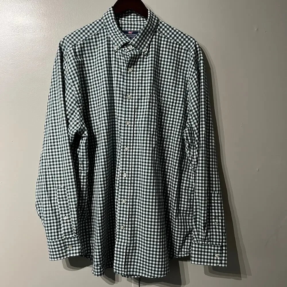 Vineyard Vines Gingham Check Button Down Long Sleeves Shirt | Men's Size XL - Picture 1 of 8